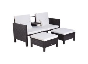 4250871288243 - 3-tlg Lounge Gartenset2er-Sofa 2 x Hocker Kissen