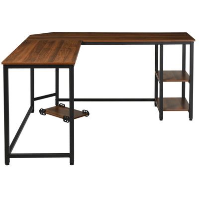 4250871288854 - Computertisch in L-Form Walnuss schwarz 150 x 150 x 76 cm (LxBxH) Schreibtisch Bürotisch Gamingtisch PC-Tisch