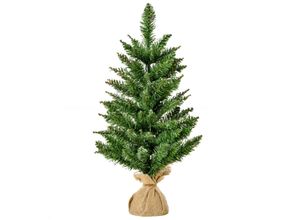 4250871289592 - Weihnachtsbaum für Tisch 06 m kleiner Christbaum Kunsttanne 70 Zweige Leinen PVC Zement Grün Ø44 x