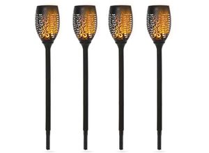 4250871294893 - Solarleuchte Gartenlicht 4er-Set Lampe 6–8 h IP44 Wasserfest Kunststoff Schwarz Ø12 x H72 cm - Schwarz - Outsunny