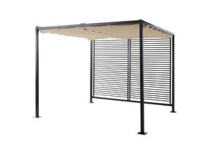 4250871298860 - Pergola mit verstellbarem Stoffdach schwarz beige 295 x 275 x 238 cm (LxBxH) Cabrio-Pavillon Gartenpavillon Terrassenüberdachung 4250871298860 - Pergola mit verstellbarem Stoffdach schwarz beige 295 x 275 x 238 cm (LxBxH) Cabrio-Pavillon Gartenpavillon Terrassenüberdachung
