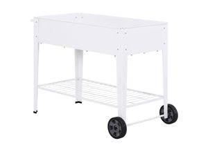 4250871299836 - Mobiler Pflanzenwagen mit Stauraum weiß 1075 x 50 x 80 cm (LxBxH) Pflanzenbeet Hochbeet Kräuterbeet Pflanzkasten