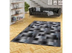 4250877329803 - - Designer Velour Teppich Mystic Karo Blau Grau - 100x200 cm