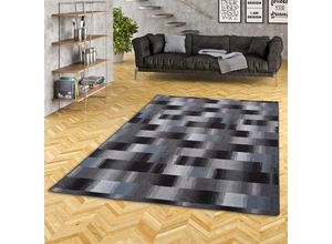 4250877329896 - Designer Velour Teppich Mystic Karo Blau Grau - 200x250 cm