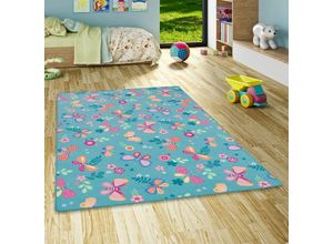 4250877365061 - - Kinder Spiel Teppich Schmetterling Türkis - 80x200 cm