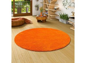 4250877386752 - - Hochflor Shaggy Teppich Orange Rund - 100 cm Rund