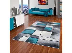 4250877395587 - - Designer Teppich Brilliant Grau Türkis Fantasy - 80x150 cm