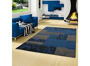 4250877396102 - - Teppich Trendline Patchwork Schwarz Blau - 80x150 cm