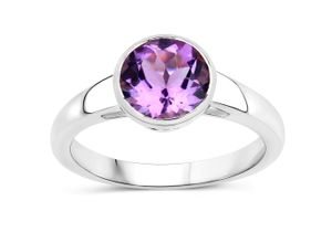 4250877744774 - Fingerring VIRA JEWELS 925-Sterling Silber rhodiniert Glänzend Amethyst lila Fingerringe Gr 018 (570) 171 ct Silber 925 (Sterlingsilber) weiß (weiß lila) Damen