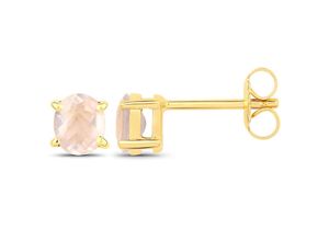 4250877762792 - Paar Ohrstecker VIRA JEWELS 925-Sterling Silber vergoldet Glänzend Rosenquartz rosa Ohrringe Gr ONE-SIZE 11 ct Silber 925 (Sterlingsilber) gelb (gelb rosa) Damen