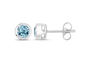 4250877762853 - Paar Ohrstecker VIRA JEWELS 925-Sterling Silber rhodiniert Glänzend Topas blau rund Ohrringe Gr ONE-SIZE 12 ct Silber 925 (Sterlingsilber) weiß (weiß blau) Damen Ohrstecker