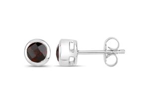 4250877762884 - Paar Ohrstecker VIRA JEWELS 925-Sterling Silber rhodiniert glänzend Granat rot rund Ohrringe Gr ONE-SIZE 11 ct Silber 925 (Sterlingsilber) weiß (weiß rot) Damen