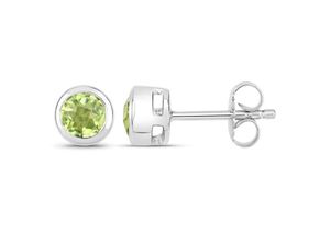 4250877762891 - Paar Ohrstecker VIRA JEWELS 925-Sterling Silber rhodiniert glänzend Peridot grün rund Ohrringe Gr ONE-SIZE 118 ct Silber 925 (Sterlingsilber) weiß (weiß grün) Damen