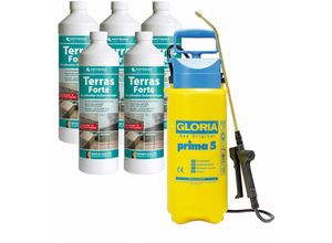 4250887717669 - Hotrega - Terras Forte Außenreiniger 5x 1L + gloria Prima 5 Drucksprüher