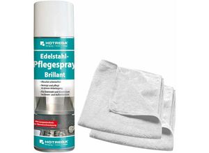 4250887723103 - Edelstahl Pflegespray Brillant 300 ml set + 2x Microfasertuch 40 x 40 cm - Hotrega