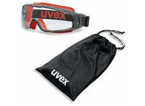 4250887730521 - Vollsichtbrille Vollsicht-Schutzbrille u-sonic 9308 - Set mit Microfaserbeutel Vollsichtbrille - Farbeschwarz-rot   klar - Uvex
