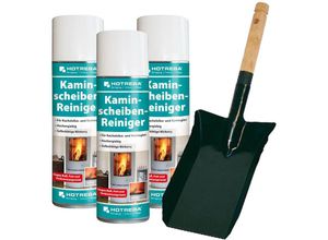 4250887735793 - Hotrega - Kaminscheiben Reiniger 3x 300ml inkl Kohlenschaufel