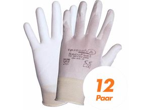 4250887748762 - SecuFeel white PU-Arbeitshandschuhe - Schutzhandschuhe - Lackierhandschuhe - Allrounder 12 Paar - Tprosafe