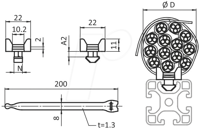 4250894460473 - P40 KB BLOCK - Kreuz-Kabelbinderblock I-Typ Nut 8