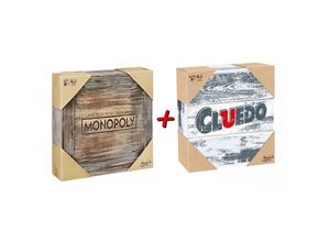 4250897425172 - Monopoly Holz Sonderedition + Cluedo Rustikal Bundle Brettspiel Gesellschaftsspiel