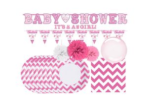 4250897425325 - Babyparty-Set - Its a Girl (35-teilig) Es ist ein Mädchen Babypinkeln Gender Reveal Party