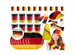 4250897425448 - - Großes Deutschland Fan-Set (26-teilig) EM WM anfeuern schwarz rot gold Fußallparty