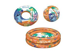 4250897427992 - Happy People - Disney Stitch Schwimmset (3-teilig) Planschbecken Pool Wasserball Schwimmring