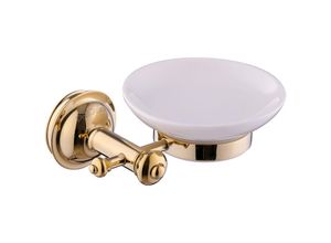 4250914818093 - Seifenablage Gold Retro Nostalgie Bad-Accessoires Seifenschale Keramik - Paulgurkes