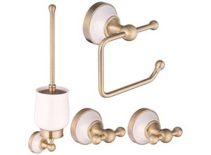 4250914820737 - Bad-Accessoires Set Nostalgie Retro Keramik Bronze Messing Set - Paulgurkes