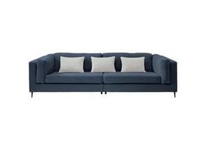 4250921815726 - 4-Sitzer-Sofa Roma Dunkelblau Teddystoff