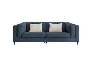 4250921815825 - 3-Sitzer-Sofa Roma Dunkelblau Teddystoff