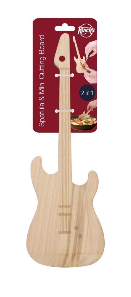 4250926777456 - E-Gitarren-Pfannenwender und Mini-Schneidebrett Chopping Board aus Buchenholz