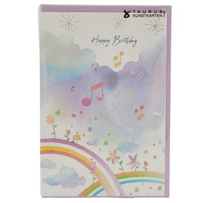 4250926780722 - Doppelkarte Happy birthday Regenbogen Blumen