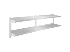 4250928635488 - Royal Catering - Gastro doppeltes Regal Wandbord Wandregal Konsole Edelstahl 180 cm 35 kg - Silbern