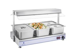 4250928641946 - Warmhalteplatte Speisenwärmer Wärmetheke Buffetwärmer 1550 W 3 Halogenlampen - Silbern