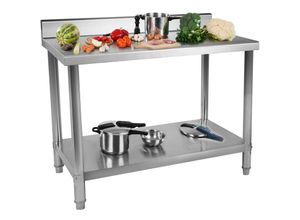 4250928691859 - Royal Catering - Edelstahl Arbeitstisch Edelstahltisch Küchentisch Aufkantung Gastro 150x60x85 cm