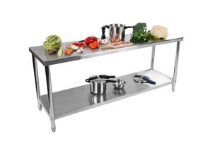 4250928691910 - Royal Catering - Arbeitstisch Aus Edelstahl 200X60X85cm Gastro Küchentisch Tisch Edelstahltisch