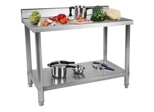 4250928691927 - Royal Catering - Arbeitstisch Aus Edelstahl Mit Aufkantung 100X70X85cm Gastro Küchentisch Tisch