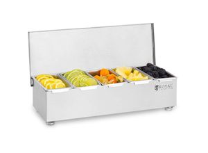 4250928697783 - Royal Catering - Zutatenbehälter Edelstahl gn 1 4 Bar 5 Einsätze Zutatenbox Gastronomie Mixen - Silbern