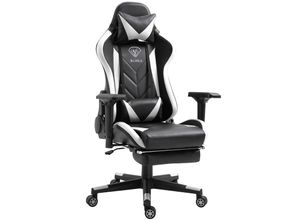 4250931564928 - Gaming Stuhl mit Fußstütze und ergonomsichen 4D-Armlehnen gaming chair in ergonomischer Sportsitz Optik Gamer Stuhl mit verstellbaren Rückenstützkissen Bürostuhl