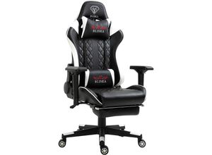 4250931565598 - Trisens - Gaming Stuhl Chair Racing mit Fußstütze und ergonomsichen 4D-Armlehnen Schwarz Weiß