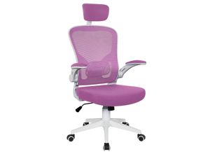 4250931567653 - Trisens - Bürostuhl Ergonomisch Drehstuhl Schreibtischstuhl Mesh Netzstoff office Stuhl Weiß   Rosa mit Kopfstütze