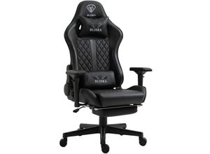 4250931572268 - Trisens - Gaming Stuhl Chair Racing mit Fußstütze und ergonomsichen 4D-Armlehnen Schwarz