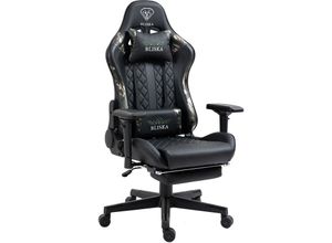 4250931573951 - Trisens - Gaming Stuhl Chair Racing mit Fußstütze und ergonomsichen 4D-Armlehnen Schwarz Military -Grün