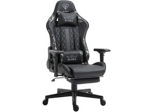 4250931574682 - Gaming Stuhl Chair Racing mit Fußstütze und ergonomsichen 4D-Armlehnen Schwarz Military -Grau