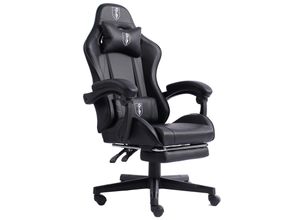 4250931574743 - Gaming Chair im Racing-Design mit flexiblen gepolsterten Armlehnen - ergonomischer PC Gaming Stuhl in Lederoptik - Gaming Schreibtischstuhl mit ausziehbarer Fußstütze und extra Stützkissen