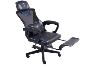 4250931574798 - Gaming Stuhl im modernen Racing-Design mit einklappbarer Fußstütze - Gaming Chair mit flexiblen Armlehnen - ergonomischer Gaming Schreibtischstuhl