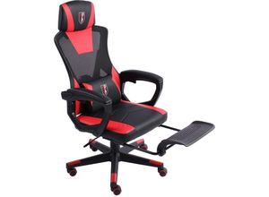 4250931574828 - Gaming Stuhl im modernen Racing-Design mit einklappbarer Fußstütze - Gaming Chair mit flexiblen Armlehnen - ergonomischer Gaming Schreibtischstuhl