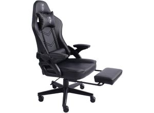 4250931574873 - Gaming Stuhl im modernen Racing-Design mit ausziehbarer Fußstütze Gaming Chair mit verstellbaren Design Armlehnen ergonomischer Schreibtischstuhl mit