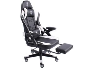 4250931574897 - Gaming Stuhl im modernen Racing-Design mit ausziehbarer Fußstütze Gaming Chair mit verstellbaren Design Armlehnen ergonomischer Schreibtischstuhl mit